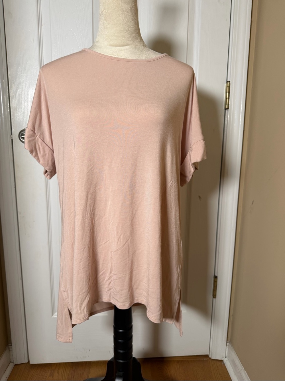 Zenana Outfitters Short Sleeve Tee - Light Blush Pink L Modal